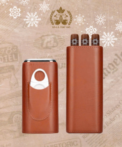 Bao Da Đựng Cigar 3 Điếu Kèm Dao Cắt Cohiba