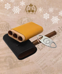 Bao Đựng Xì Gà 3 Điếu Kèm Dao Cắt Cohiba